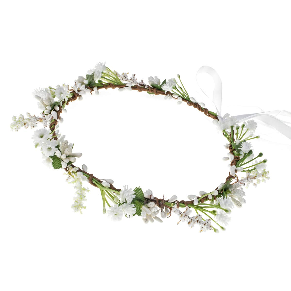 Vividsun Flower Crown Floral Headband Baby Breath Crown Flower Girl Headpiece