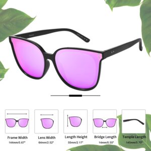 LVIOE Oversized Polarized Sunglasses for Women Trendy Large Cat Eye UV Protection Shade LS1627s