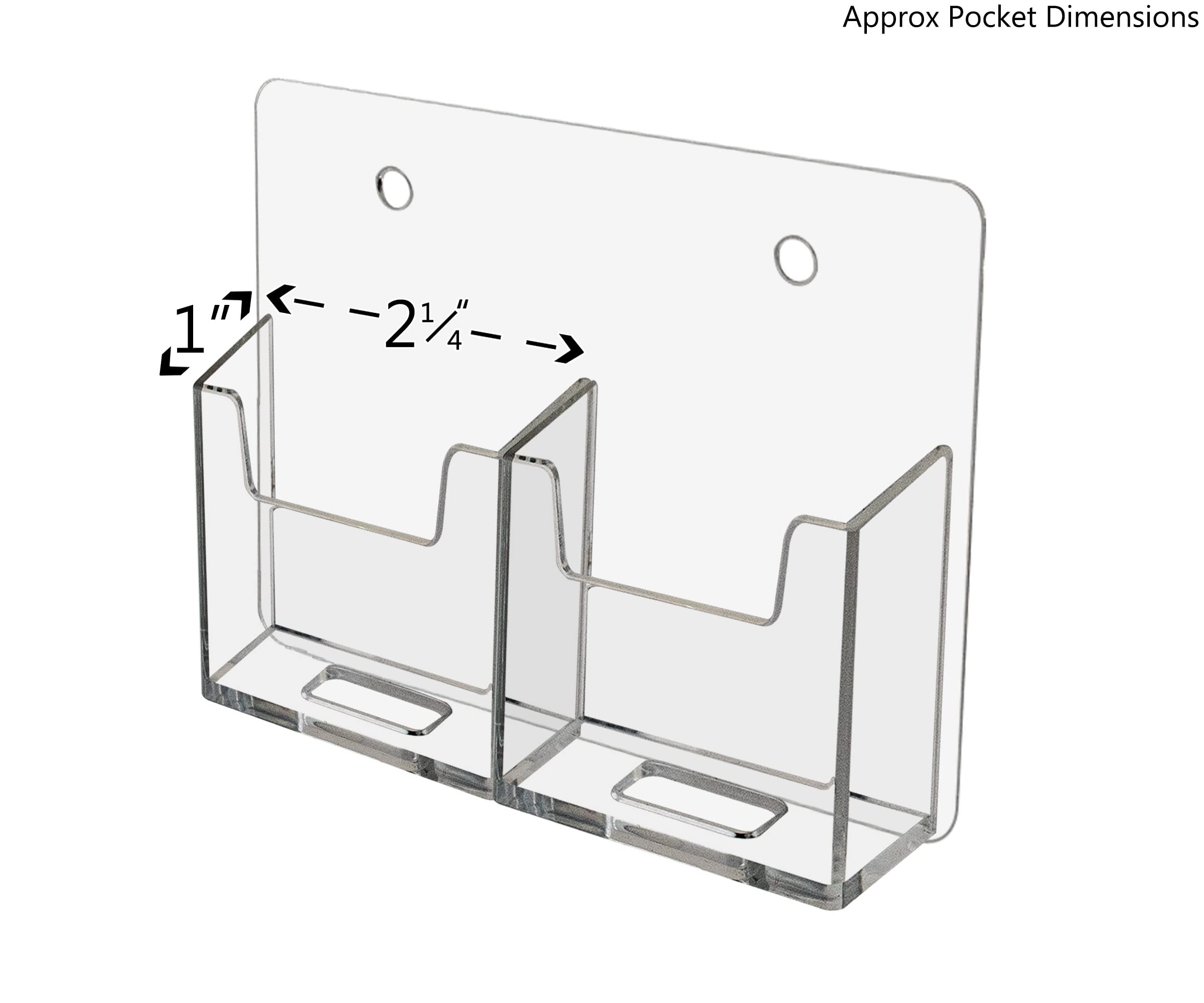 Marketing Holders 2 Pack Vertical Business Card Holder Wall Mount with Hanging Hardware Holds 2" x 3.5" Appointment Cards for Medical Facilities Gift Cards ID Badges Clear Acrylic Display Rack