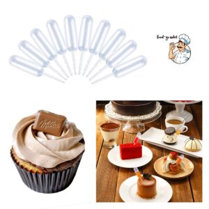 moveland 4ml Plastic Cupcake Pipettes Squeeze Syringes, 50 Pcs Disposable Liquid Injectors Squeeze Transfer Dropper for Strawberries Cupcakes Desserts