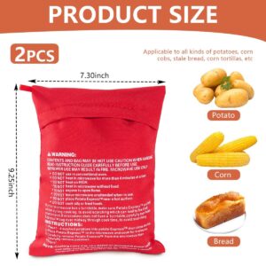 OBTANIM Microwave Potato Bag, 2 Pack of Reusable Microwave Cooker Bag Baked Pouch Potato Bag, Red