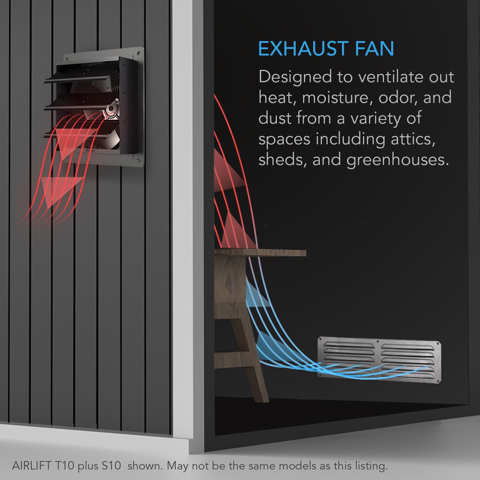 AC Infinity AIRLIFT T14, Shutter Exhaust Fan 14" with WiFi Temperature Humidity Controller, EC-Motor Wall Mount Ventilation and Cooling for Sheds, Attics, Workshops, and Greenhouses