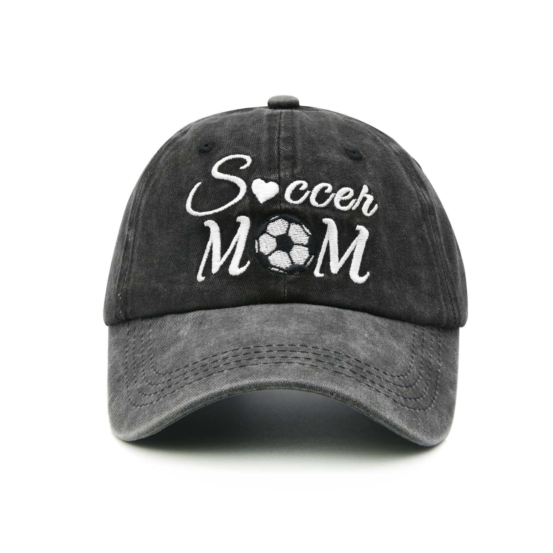 Waldeal Women's Embroidered Soccer Mom Hat Adjustable Vintage Game Day Cap Black