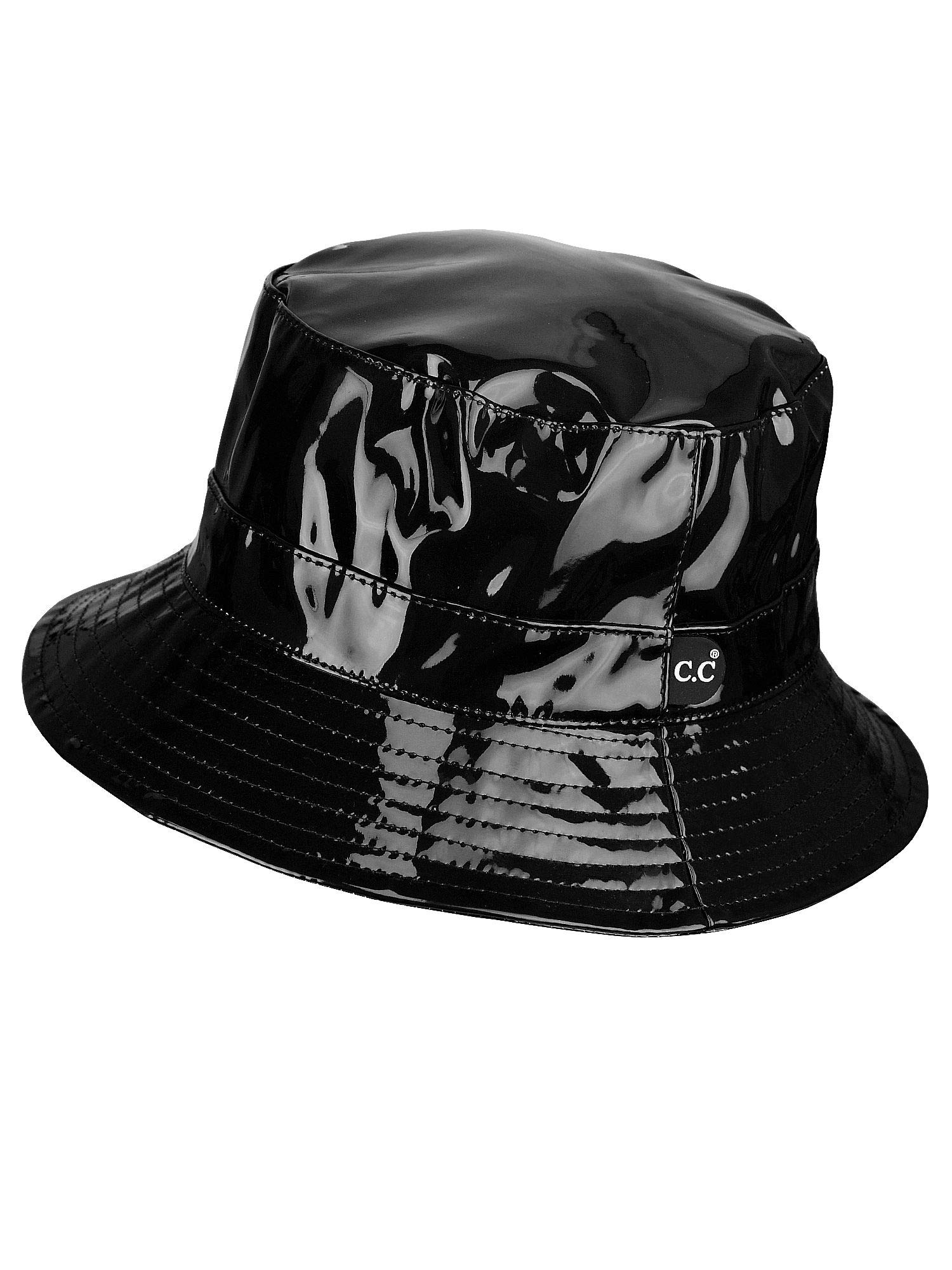 C.C Women's All Season Foldable Waterproof Rain Bucket Hat, Black