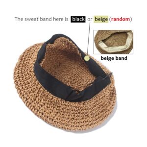 JH JOEJERRY Straw Beret Summer French Beret Hats for Women Artist Crochet Beret Khaki