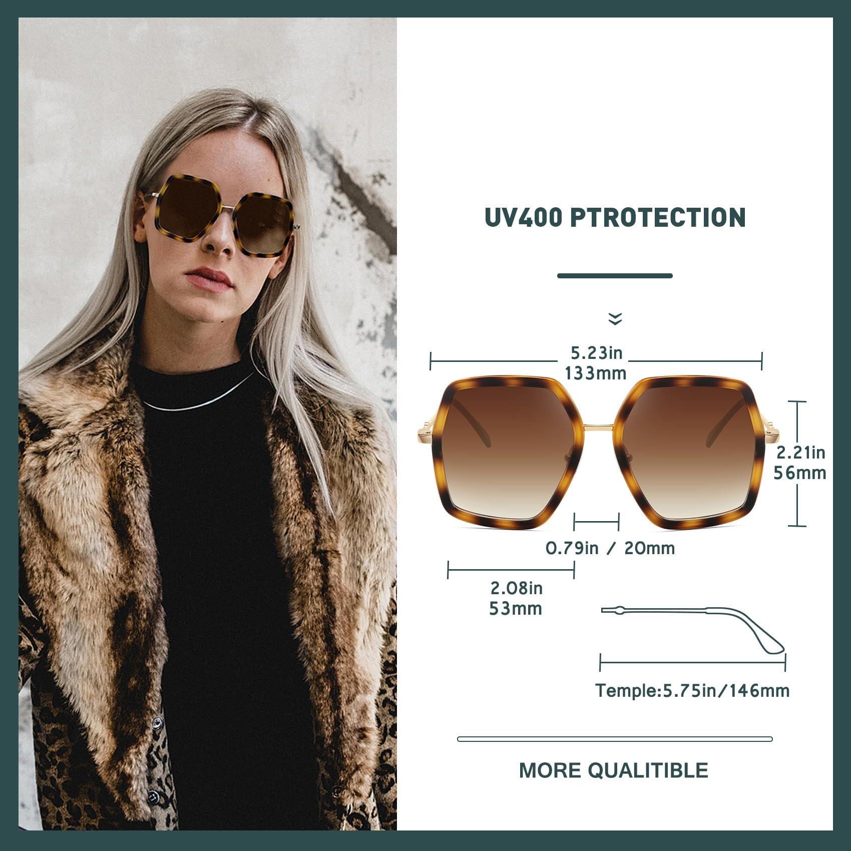 WOWSUN Oversized Big Fashion Sunglasses for Women Irregular Large Shades UV Protection