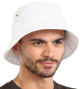 tough headwear summer bucket hat - fisherman hat - beach bucket hats, men & women for protection white