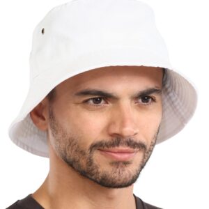 Tough Headwear Summer Bucket Hat - Fisherman Hat - Beach Bucket Hats, Men & Women for Protection White