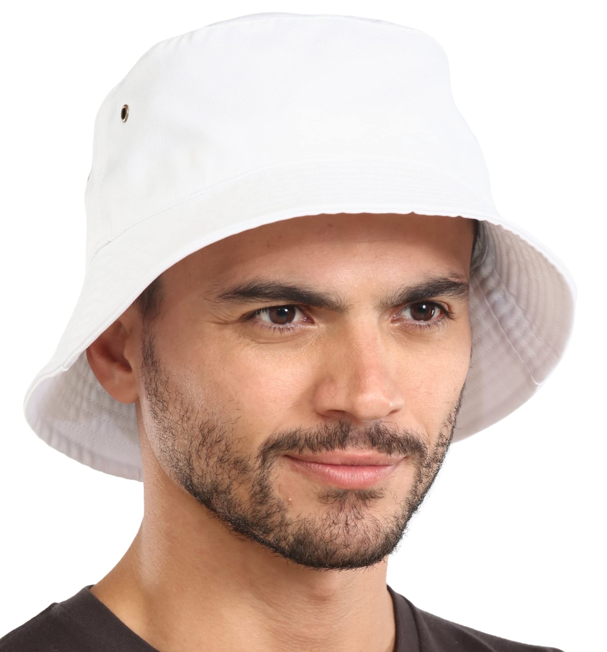 Tough Headwear Summer Bucket Hat - Fisherman Hat - Beach Bucket Hats, Men & Women for Protection White