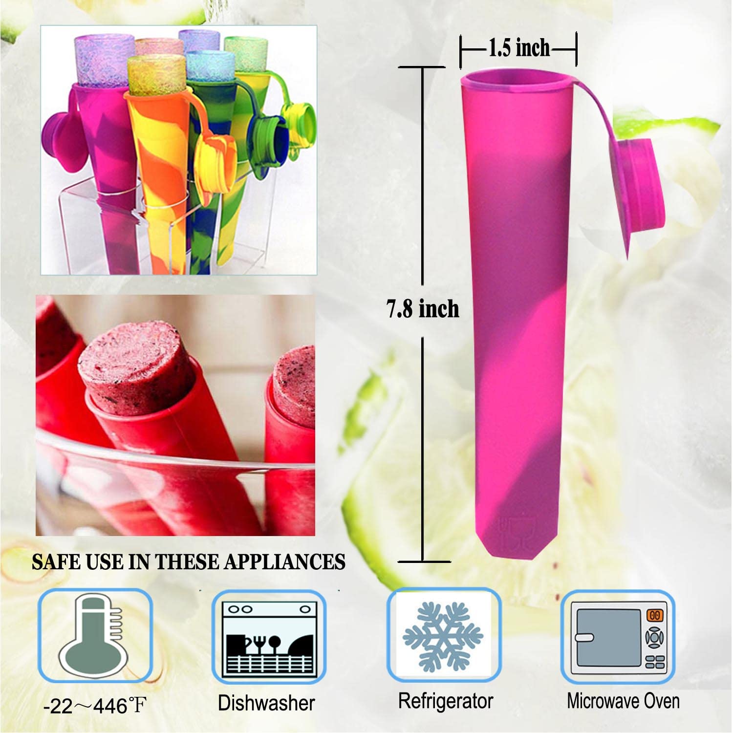 Silicone Ice Pop Molds Wpunwen Ice Popsicle Molds with Lids 6 Pcs Silicone Popsicle Molds for Kids with Clean Brush Durable Reusable Popsicle Tubes Multi color