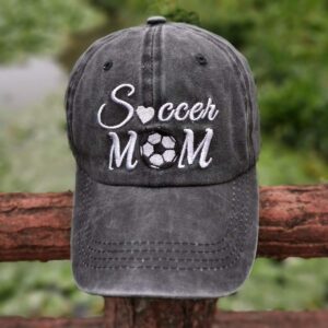 Waldeal Women's Embroidered Soccer Mom Hat Adjustable Vintage Game Day Cap Black