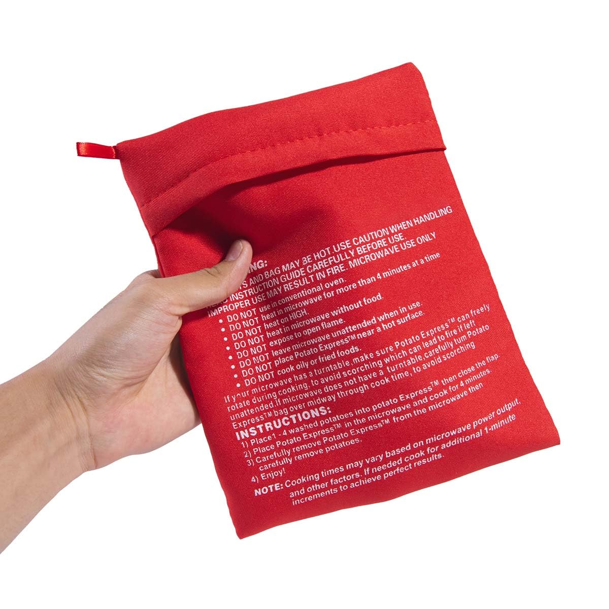 OBTANIM Microwave Potato Bag, 2 Pack of Reusable Microwave Cooker Bag Baked Pouch Potato Bag, Red