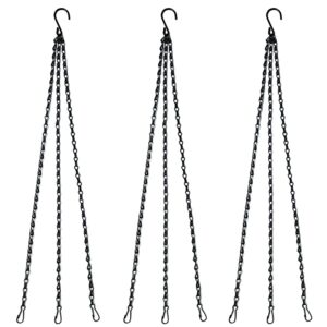 benvo 24 inch long hanging chains for plants flower pot basket chains 3 point replacement chain hangers for lanterns, bird feeders, planters and other ornaments (pack of 3)