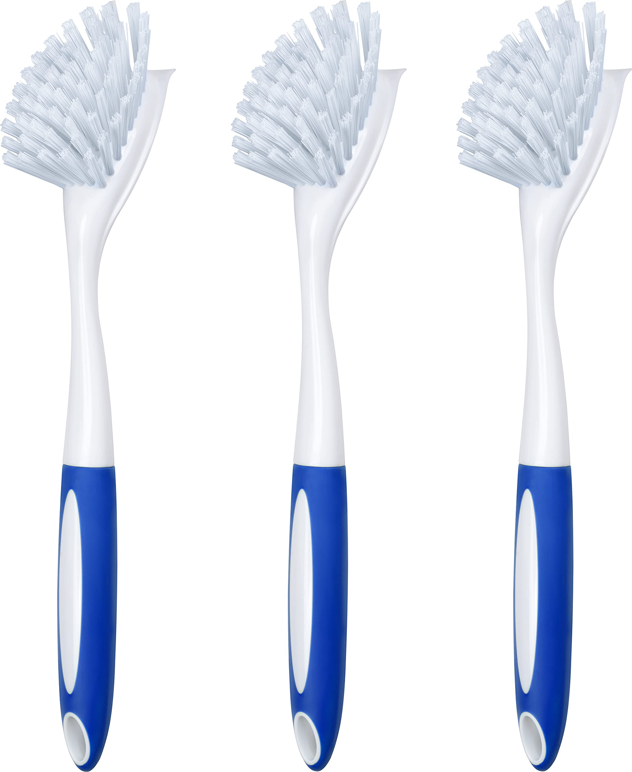 SPOGEARS Dish Brush 3 Pack - Dish Scrubber Brush with Built-in Scraper - Kitchen Brush for Dishes - Kitchen Scrub Brush with Grip Friendly Handle - Dish Cleaning Brush