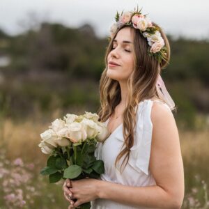 Vividsun Adjustable Flower Crown Floral Headpiece Floral Crown Wedding Festivals Photo Props (Camellia champagne)