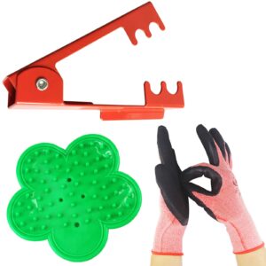 tihood 3pcs professional rose leaf thorn stripper kit stripping tool thorn remover for roses & garden glove (2 kinds of rose leaf thorn strippers+1 pair glove)