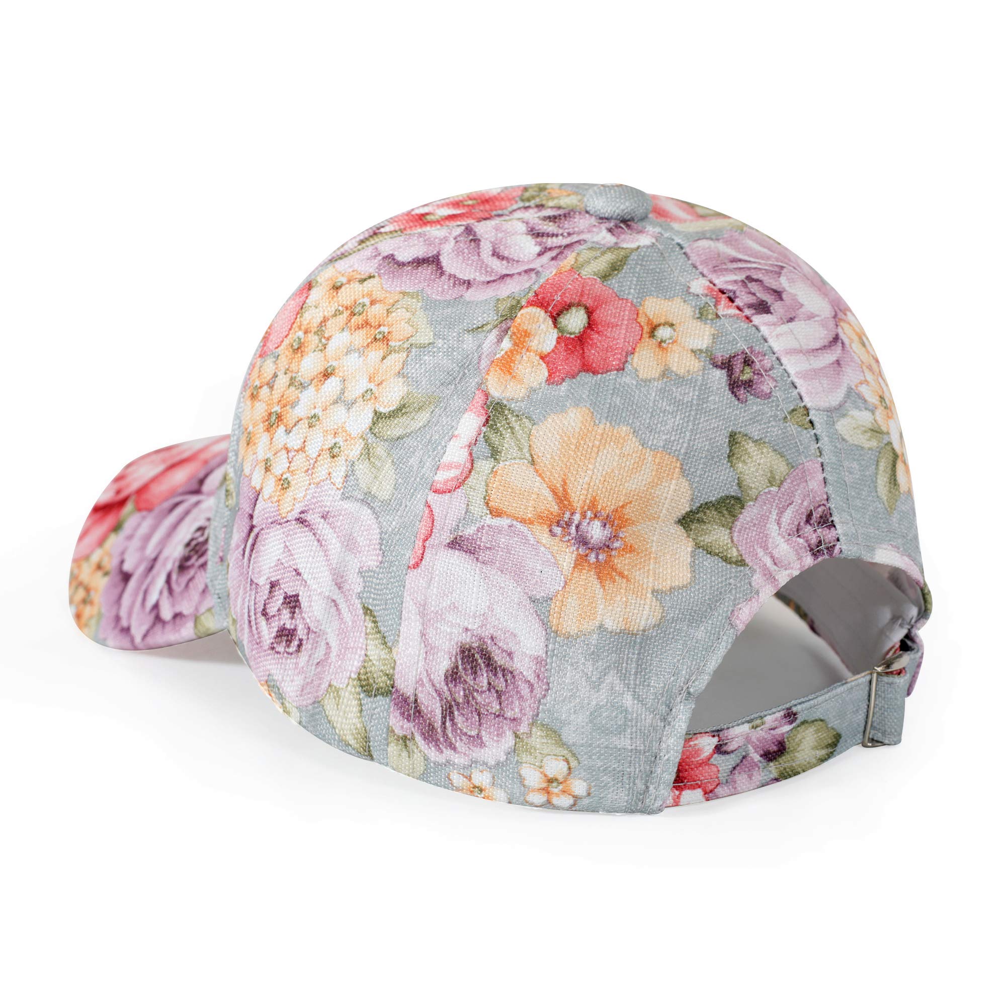 ZLYC Women Fashion Floral Print Baseball Cap Hawaiian Adjustable Snapback Dad Hat (Pink)