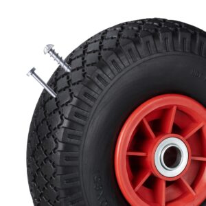 Relaxdays 10026068_261, Black-Red 2 x Hand Truck Tyre, Non-Flat Solid Rubber Wheels, 3.00-4”, 20mm Axle, 80 kg, 260 x 85 mm