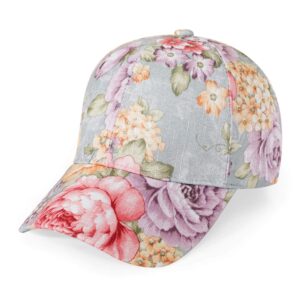 ZLYC Women Fashion Floral Print Baseball Cap Hawaiian Adjustable Snapback Dad Hat (Pink)