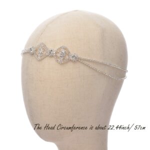 SWEETV 1920s Headband for Women-Silver Rhinestone Flapper Headpiece Accessories for Great Gatsby Party