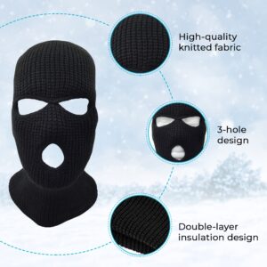 3 Hole Knitted Full Face Ski Mask Winter Balaclava Face Cover for Outdoor Sports (Hot Pink)