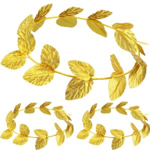 meekoo 3 pieces laurel wreath crown roman leaf headband gold greek headpiece goddess toga costume decor for women men halloween headdress party decoration