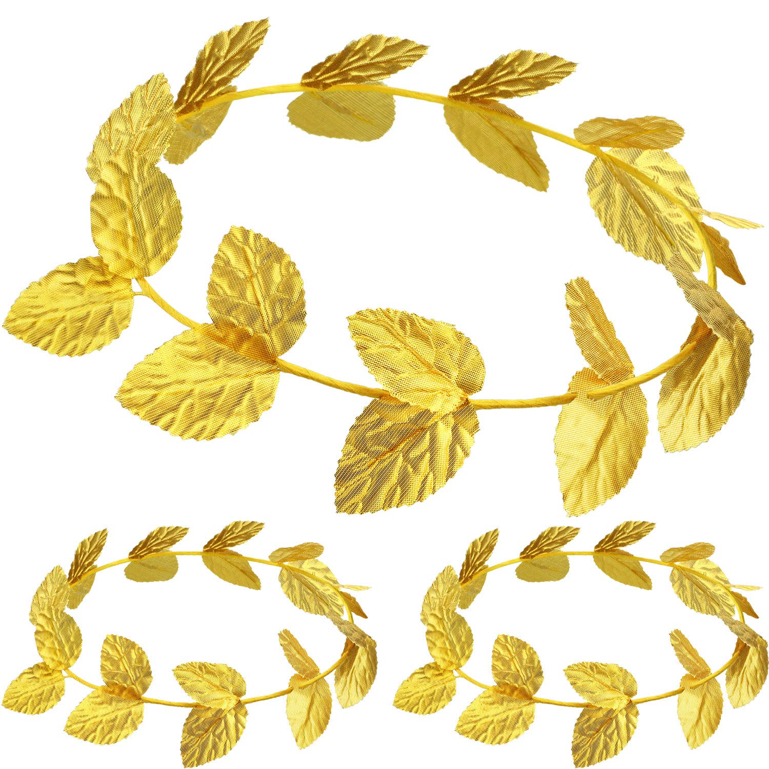 meekoo 3 Pieces Laurel Wreath Crown Roman Leaf Headband Gold Greek Headpiece Goddess Toga Costume Decor for Women Men Halloween Headdress Party Decoration