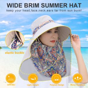 Women Sun Protection Hat Ponytail Neck Face Flap Cover Garden Summer Hats Travel Outdoor Fishing Visor Cap Chin Cord Sports M9099-mise