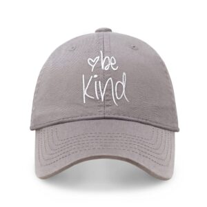 CHOK.LIDS Be Kind Trendy Womens Baseball Cap Unisex Fashion Cotton Polo Style Fun Inspirational Saying Seasonal Headwear (Light Grey)