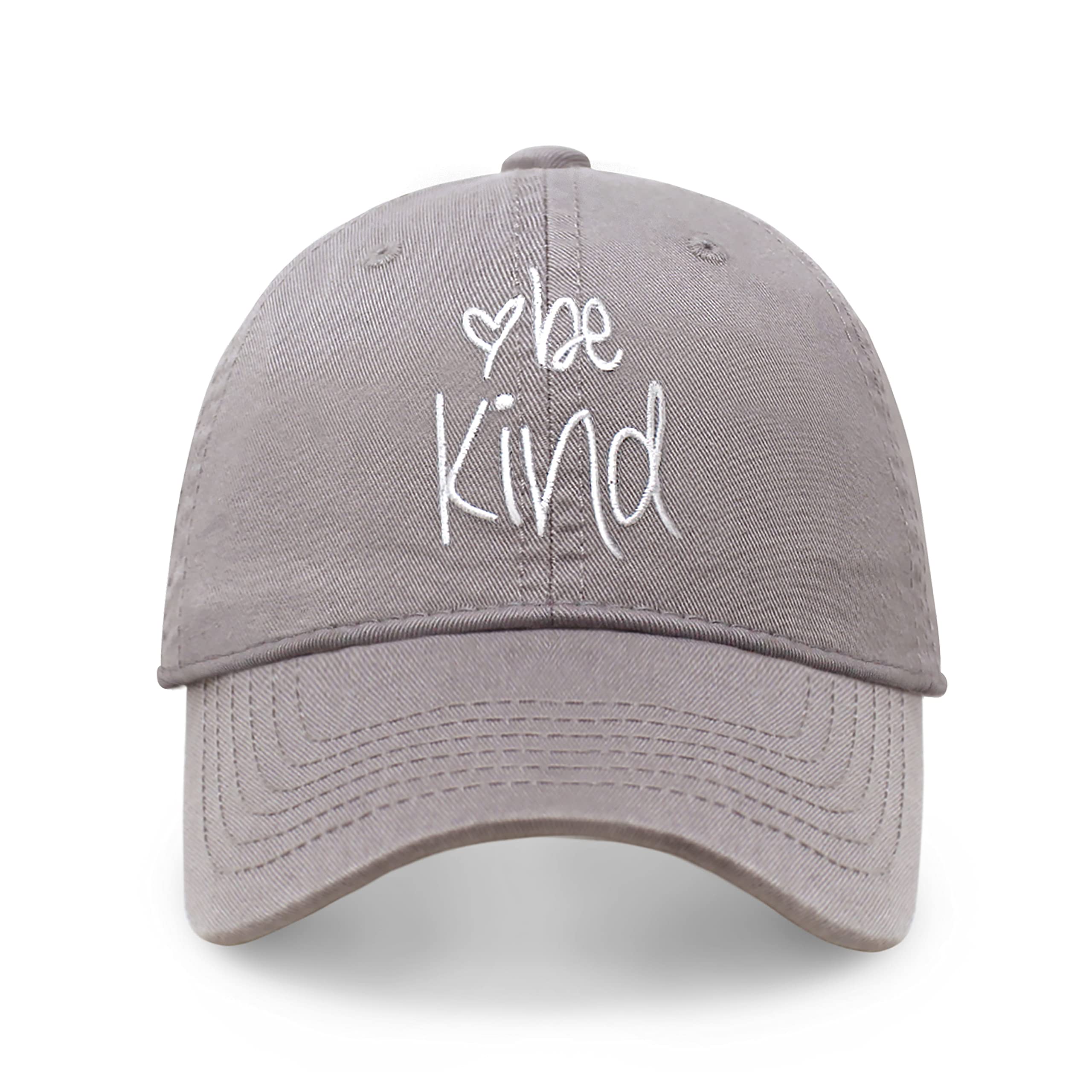 CHOK.LIDS Be Kind Trendy Womens Baseball Cap Unisex Fashion Cotton Polo Style Fun Inspirational Saying Seasonal Headwear (Light Grey)