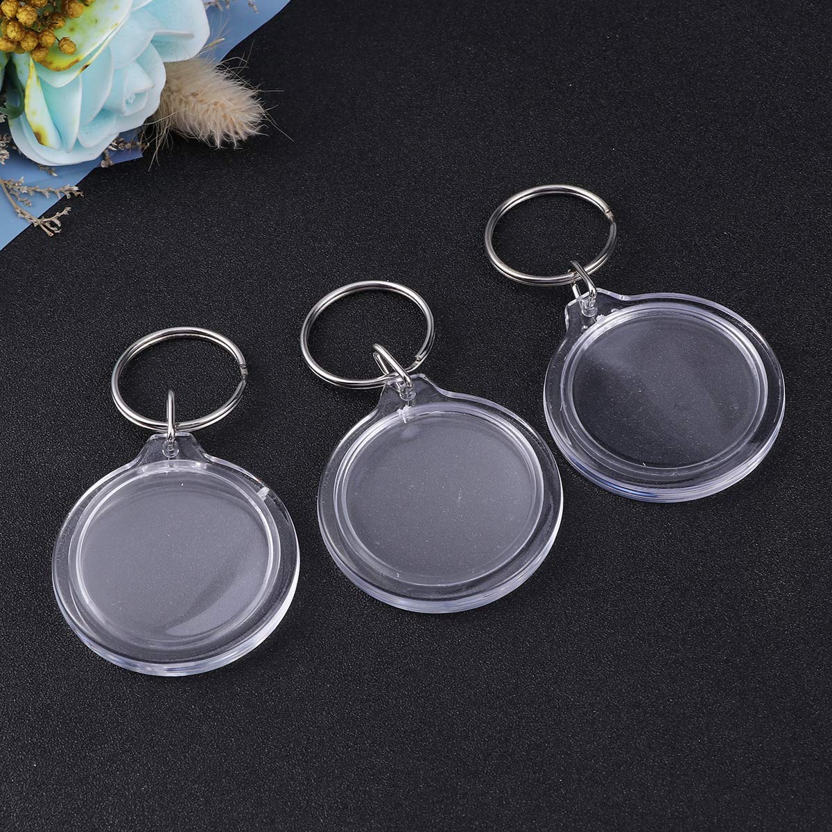 SUPVOX 100pcs Acrylic Keychain Acrylic Photo Keychain Circular Photo Keychain Blank Keyring Transparent Photo Frame Keyring