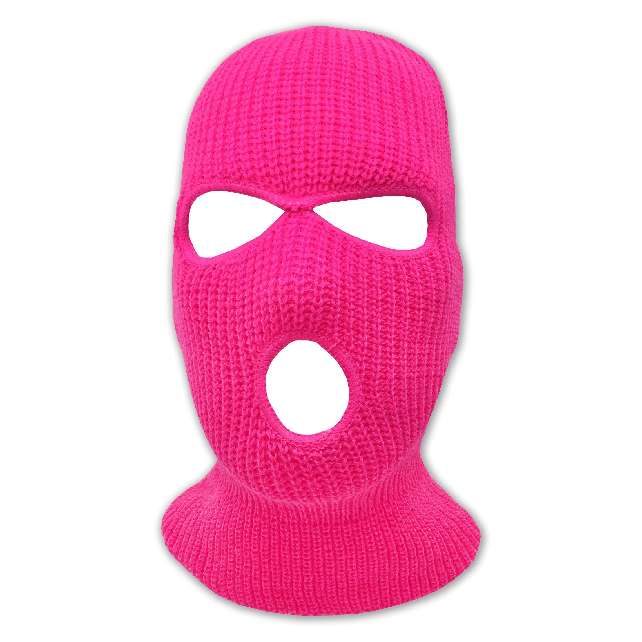 3 Hole Knitted Full Face Ski Mask Winter Balaclava Face Cover for Outdoor Sports (Hot Pink)