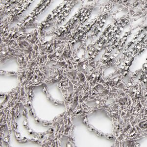 BABEYOND 1920s Shawl Wraps Beaded Net Evening Cap Wedding Bridal Shawl Scarf (Silver)