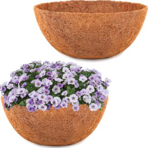 hfhome 2pcs 14" round coco liner, 14 inch coco fiber replacement liners for hanging basket