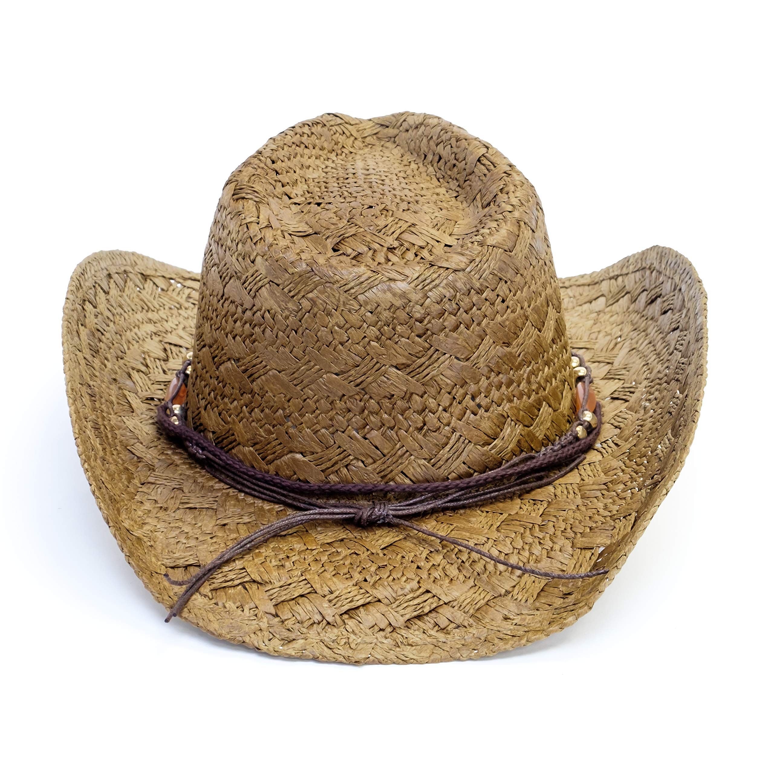 Old Stone Straw Cowboy Cowgirl Hat for Men/Women Unisex Summer Winter Wide Brim Sun Hat Dallas Western Style for Safari Fishing Beach Golf Hiking Multipurpose,Jess Brown