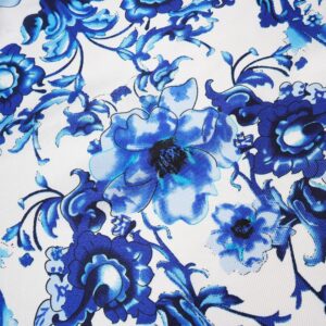 YOUR SMILE 100% Silk Scarf Women’s Fashion Pattern Large Square Satin Headscarf Headdress 24''x24'',Blue Flower