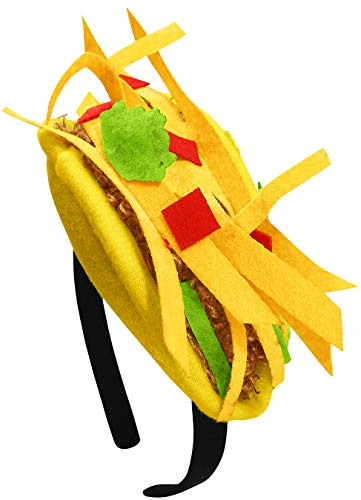 Nicky Bigs Novelties Mini Taco Hat Headband - Lightweight Festive Food Headband - Unisex Adult Cosplay Holiday Costume Accessory, Multi-color, One Size