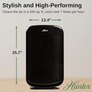 Hunter HP700 Medium Console Air Purifier for Large Rooms Features Pre-Filter, True HEPA Filter, Multiple Fan Speeds, Soft Touch Digital Control Panel, Sleep Mode, Timer, Accent Light