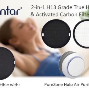 Flintar Halo H13 True HEPA Replacement Filter, Compatible with Pure Enrichment PureZone Halo Air Purifier PEAIRDSK (2-Pack)