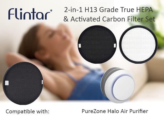 Flintar Halo H13 True HEPA Replacement Filter, Compatible with Pure Enrichment PureZone Halo Air Purifier PEAIRDSK (2-Pack)