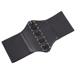 GRACE KARIN Women's Black Elastic Corset Chunky Waistband Wide Waist Cincher Belt(S,Black)