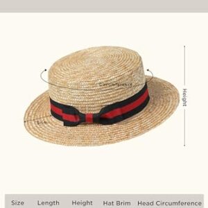 BABEYOND Men's 1920s Brim Boater Hat Gatsby Straw Hat 20s Costume Accessories