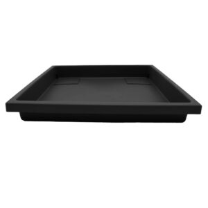 the hc companies 14 inch accent square plastic plant saucer - indoor outdoor plant trays for pots - 14"x14"x1.8", black