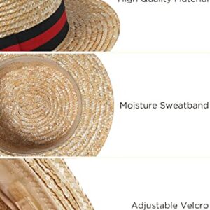 BABEYOND Men's 1920s Brim Boater Hat Gatsby Straw Hat 20s Costume Accessories