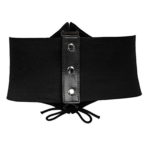 GRACE KARIN Women's Black Elastic Corset Chunky Waistband Wide Waist Cincher Belt(S,Black)