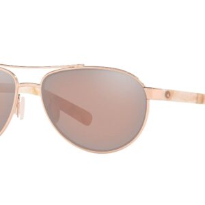 Costa Del Mar Mens Fernandina Aviator Sunglasses, Shiny Rose Gold/Copper Silver Mirrored Polarized-580P, 57 mm