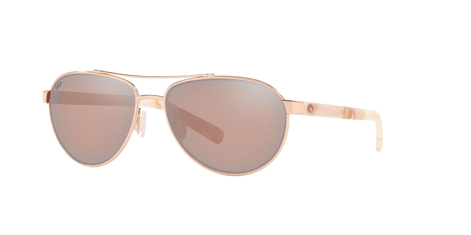 Costa Del Mar Mens Fernandina Aviator Sunglasses, Shiny Rose Gold/Copper Silver Mirrored Polarized-580P, 57 mm