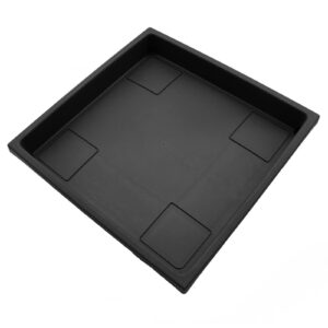 The HC Companies 14 Inch Accent Square Plastic Plant Saucer - Indoor Outdoor Plant Trays for Pots - 14"x14"x1.8", Black