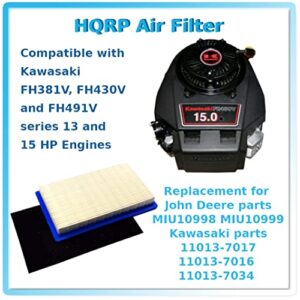 HQRP Primary Filter with Pre-Filter Compatible with John Deere MIU10998 MIU10999 fits X300 X300R X304 Series Lawn Tractors equipped with Kawasaki FH491V Engine