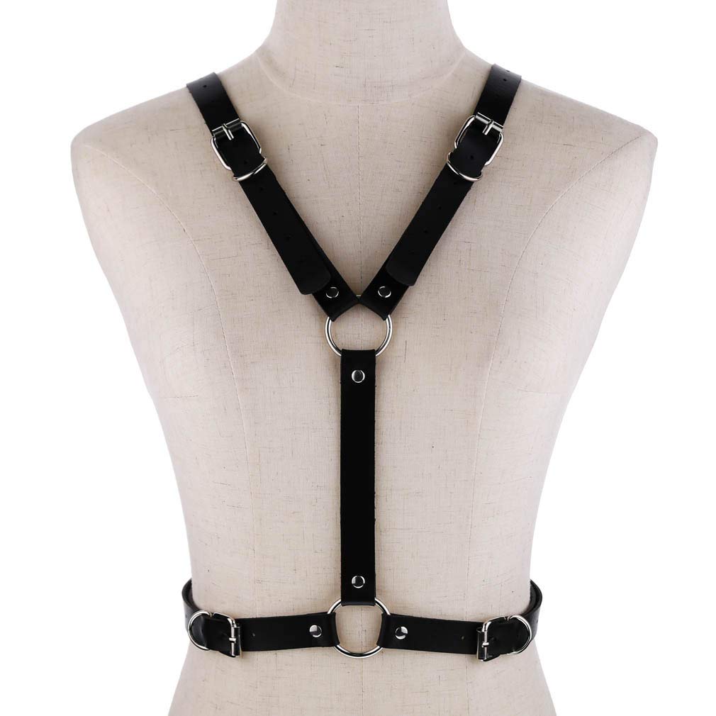 FM FM42 White O Ring Waist Belt Body Caged Harness with Angel Wings PN2683